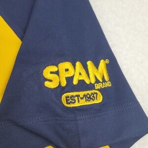 Sport-Tek SPAM Brand Polo Shirt Mens XL‎ Navy Blue Gold Short Sleeve Polyester